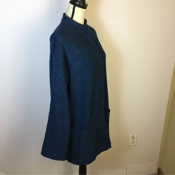 J. Jill Pure Jill Jacket Coat Size M Womans Blue Wool Blend Snap Buttons Pockets - Picture 2 of 15